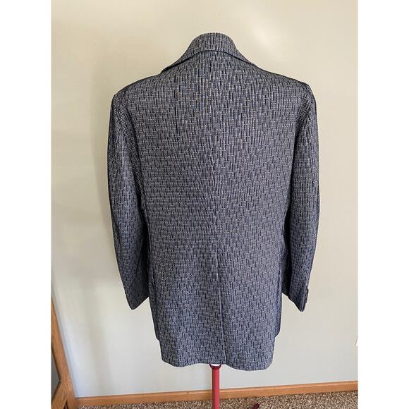 Blazer Vintage 1970s polyester broken stripe black blue - Picture 4 of 12